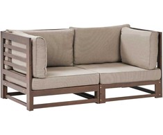 Beliani Sofa ogrodowa dla 2 osób TRANI Modułowy Certyfikowane drewno akacjowe Ciemnobrązowy