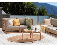 Beliani Sofa ogrodowa dla 2 osób TRANI Modułowy Certyfikowane drewno akacjowe Jasnobrązowy