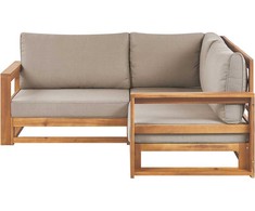 Lauko baldų komplektas Beliani 2 vietų sodo kampinė sofa TIMOR Modulinė, sertifikuota akacijos mediena, šviesiai ruda