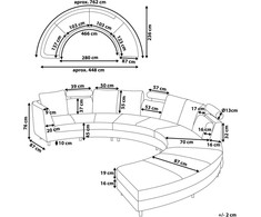 Beliani Pusapvalė 7 vietų sofa ROTUNDE Natūrali oda Ruda