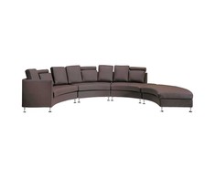 Beliani Pusapvalė 7 vietų sofa ROTUNDE Natūrali oda Ruda