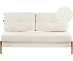 Beliani Dvivietė sofa lova EDLAND iš „Boucle“ audinio, balta