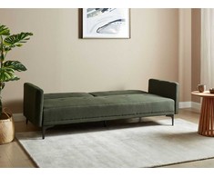 Beliani Trivietė išskleidžiama sofa LUCAN tamsiai žalia