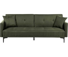 Beliani Trivietė išskleidžiama sofa LUCAN tamsiai žalia