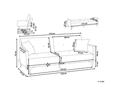 Beliani Trivietė išskleidžiama sofa LUCAN tamsiai žalia