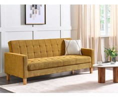 Beliani Trivietė išskleidžiama sofa VEHKOO garstyčių spalvos