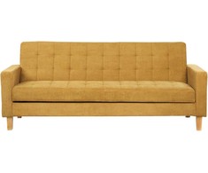 Beliani Trivietė išskleidžiama sofa VEHKOO garstyčių spalvos