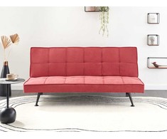 Beliani Trivietė išskleidžiama sofa HASLE, raudona