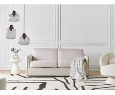 Beliani Dvivietė išskleidžiama sofa ISHOJ, šviesiai smėlio spalvos