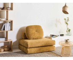 Beliani Vienvietė išskleidžiama sofa OLDEN, geltonas šenilinis audinys