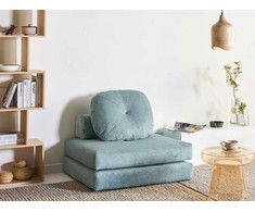 Beliani Vienvietė išskleidžiama sofa OLDEN, šviesiai mėlyna