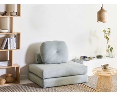 Beliani Viengulė išskleidžiama sofa OLDEN, šenilinė, mėlyna