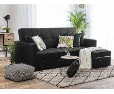 Beliani Trivietė išskleidžiama sofa GLOMMA, juoda