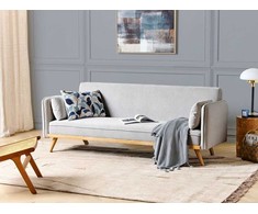 Beliani Trivietė išskleidžiama sofa ASAA, kreminė balta