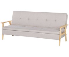 Beliani Trivenė išskleidžiama sofa TJORN smėlio spalvos