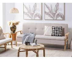 Beliani Trivenė išskleidžiama sofa TJORN smėlio spalvos