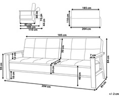 Beliani Trivenė išskleidžiama sofa TJORN smėlio spalvos