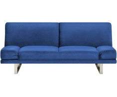 Beliani Dvivietė išskleidžiama sofa YORK iš veliūro, tamsiai mėlyna