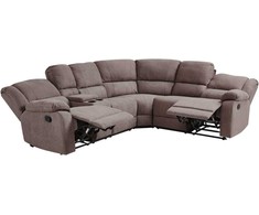 Beliani Kampinė sofa su rankine relaksacijos funkcija 5 asmenims ROKKE smėlio pilkumo spalvos, kairinė