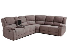 Beliani Kampinė sofa su rankine relaksacijos funkcija 5 asmenims ROKKE smėlio pilkumo spalvos, kairinė
