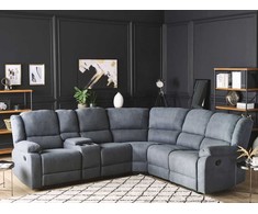 Beliani Kampinė sofa su rankine relaksacijos funkcija 5 asmenims ROKKE pilka, kairinė