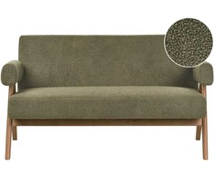 Beliani 2 vietų sofa TAMRE Boucle žalia / tamsiai ruda