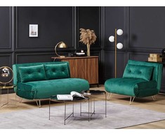 Fotelis Beliani Vienvietė išskleidžiama sofa VESTFOLD, tamsiai žalios spalvos veliūras