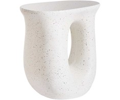 Beliani Šoninis staliukas IDRO 42 cm 28 cm Teraco efektas Kreminė balta