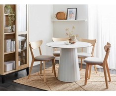 Beliani Valgomojo stalas PLATO baltas 100 cm metalinis
