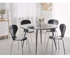 Beliani Valgomojo stalas ODEON Pilkas betono efektas 120 cm 120 cm