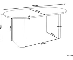 Beliani Valgomojo stalas MOBERLY baltas 180 cm 90 cm