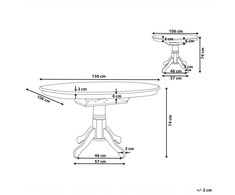 Beliani Išskleidžiamas valgomojo stalas AKRON juodas 106/150 cm