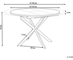 Beliani Išskleidžiamas valgomojo stalas FRIONA tamsiai rudas 110/140 cm 110 cm