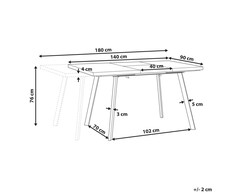 Beliani Išskleidžiamas valgomojo stalas HARLOW tamsiai rudas 140/180 cm 90 cm
