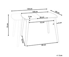 Beliani Išskleidžiamas valgomojo stalas TOMS tamsiai rudas 100/130 cm 80 cm