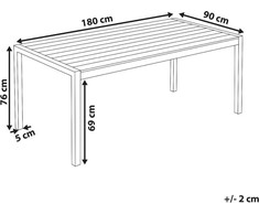 Beliani Stół sodo VERNIO 180 cm 90 cm Metal Juodas/ sidabrinė