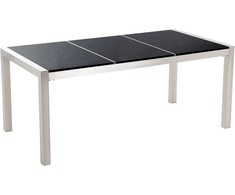 Beliani Sodo stalas GROSSETO 180 cm 90 cm poliruotas granitas, juodas