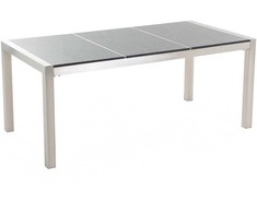 Beliani Sodo stalas GROSSETO 180 cm 90 cm Poliruotas granitas pilkas