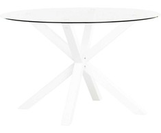 Beliani Sodo Stalas MALETTO 120 cm 120 cm Baltas Glass