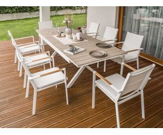 Beliani Išskleidžiamas sodo stalas FANES 184/242 × 90 cm, metalinis, baltas