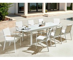 Beliani Išskleidžiamas sodo stalas SKALOMA 180/240 cm 90 cm metalinis baltas