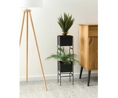 Beliani Stojak na kwiaty COTINUS Metal 20 cm Juodas