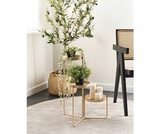 Beliani Gėlių stovas FRAGARIA metalinis 42 cm smėlio spalvos