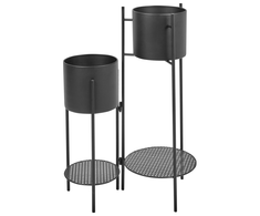 Beliani Stojak na kwiaty ULMUS Metal 58 cm Juodas
