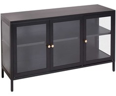 Beliani Spintelė su stiklinėmis durelėmis NEWPORT metalinė 115 cm, juoda