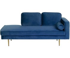 Beliani Dešininė gulto sofa MIRAMAS, veliūras, tamsiai mėlyna