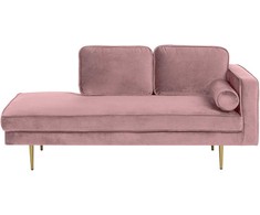 Sofa Beliani Dešininis šezlongas MIRAMAS aksominis rožinis