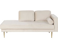 Sofa Beliani Dešininis šezlongas MIRAMAS, veliūras, smėlio spalvos
