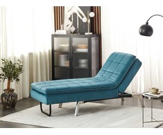 Sofa Beliani Šezlongas LOIRET, veliūrinis, lazurito spalvos