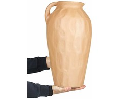 Beliani Wazon dekoracyjny TAIPING Ceramika 46 cm Smėlio spalvos